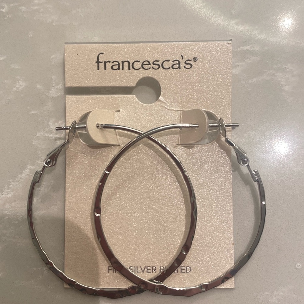 Francesca’s Silverplated light weight hoop earrings NWT